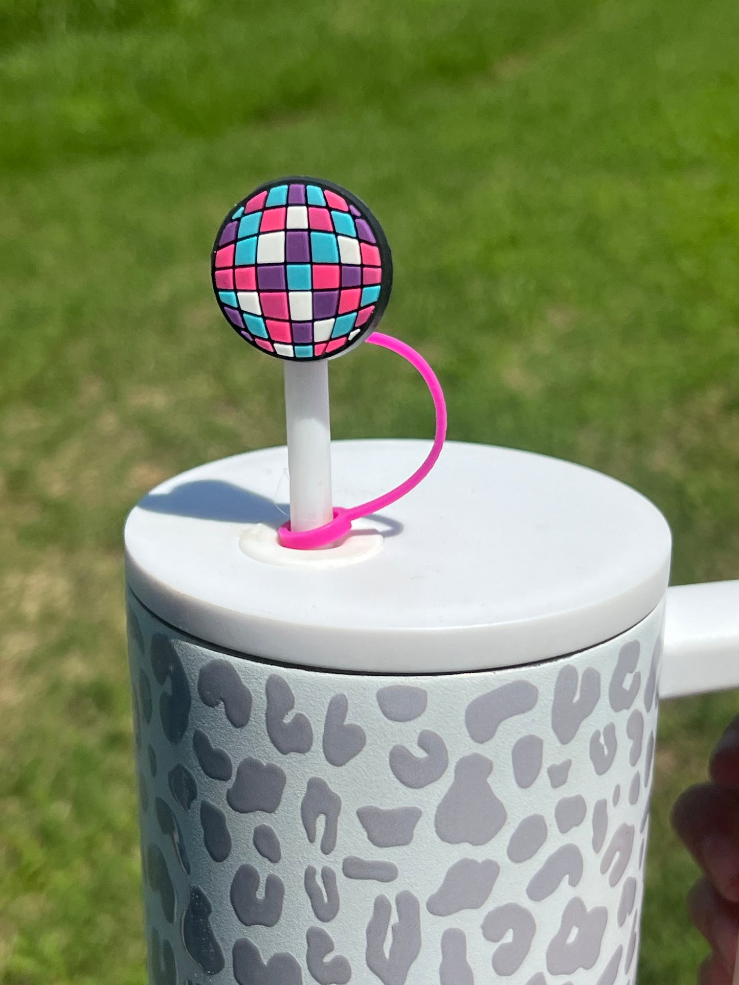 Straw Topper - Disco Ball with Blue