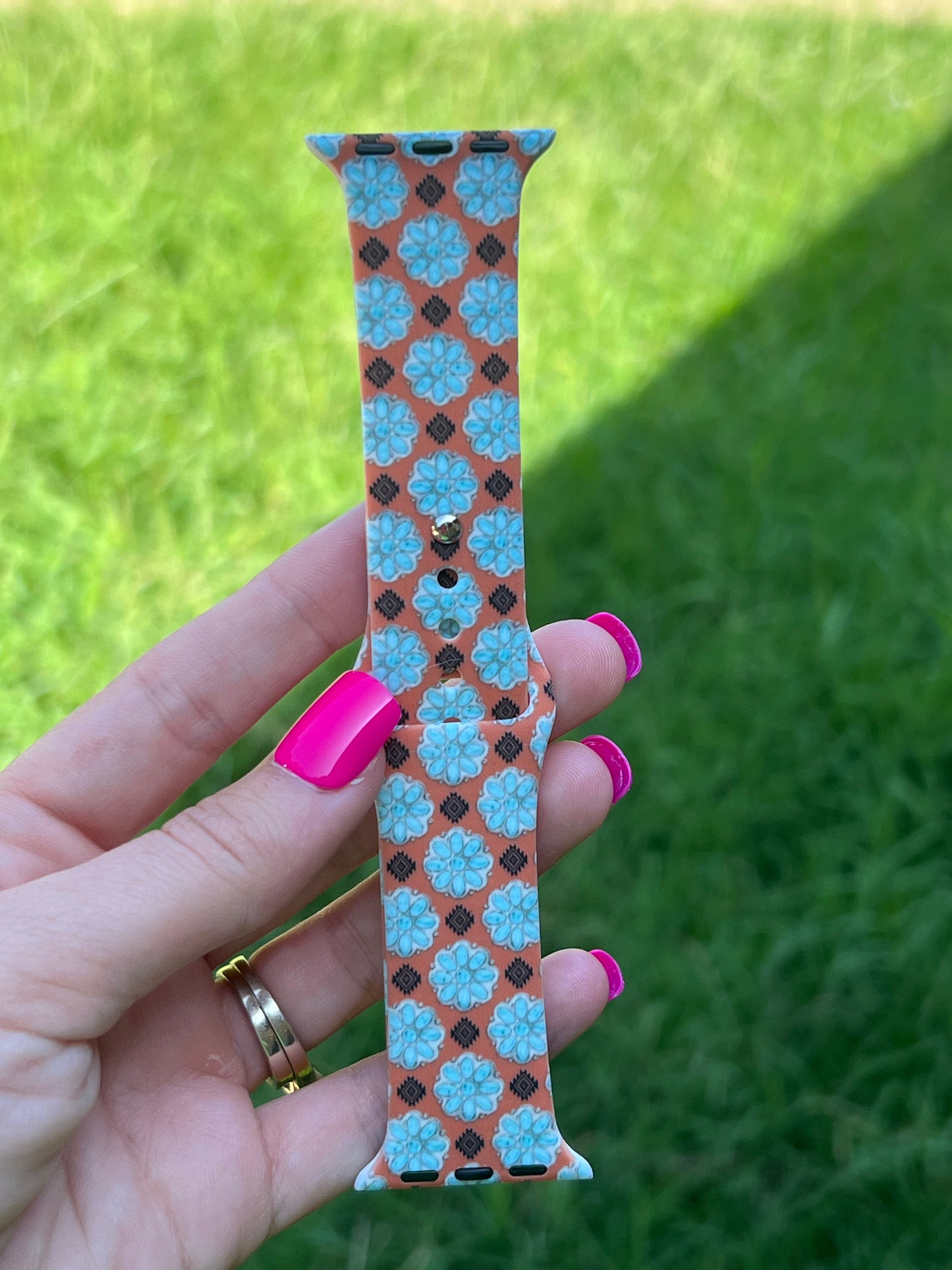 Rust and Turquoise Squash Watchband