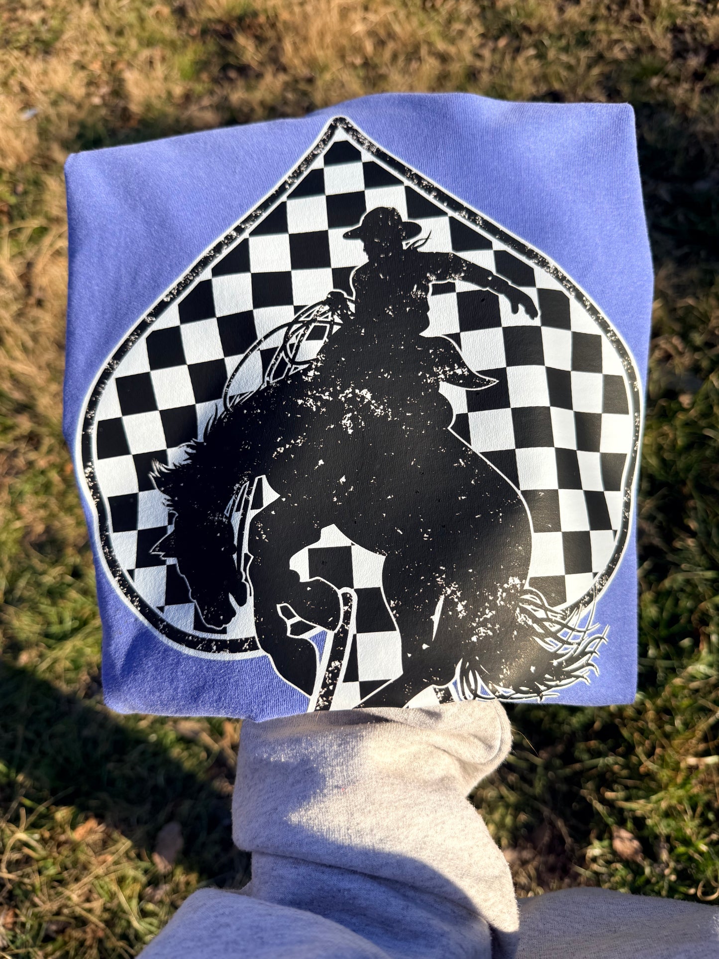 Checkered Buckin’ Bull TEE