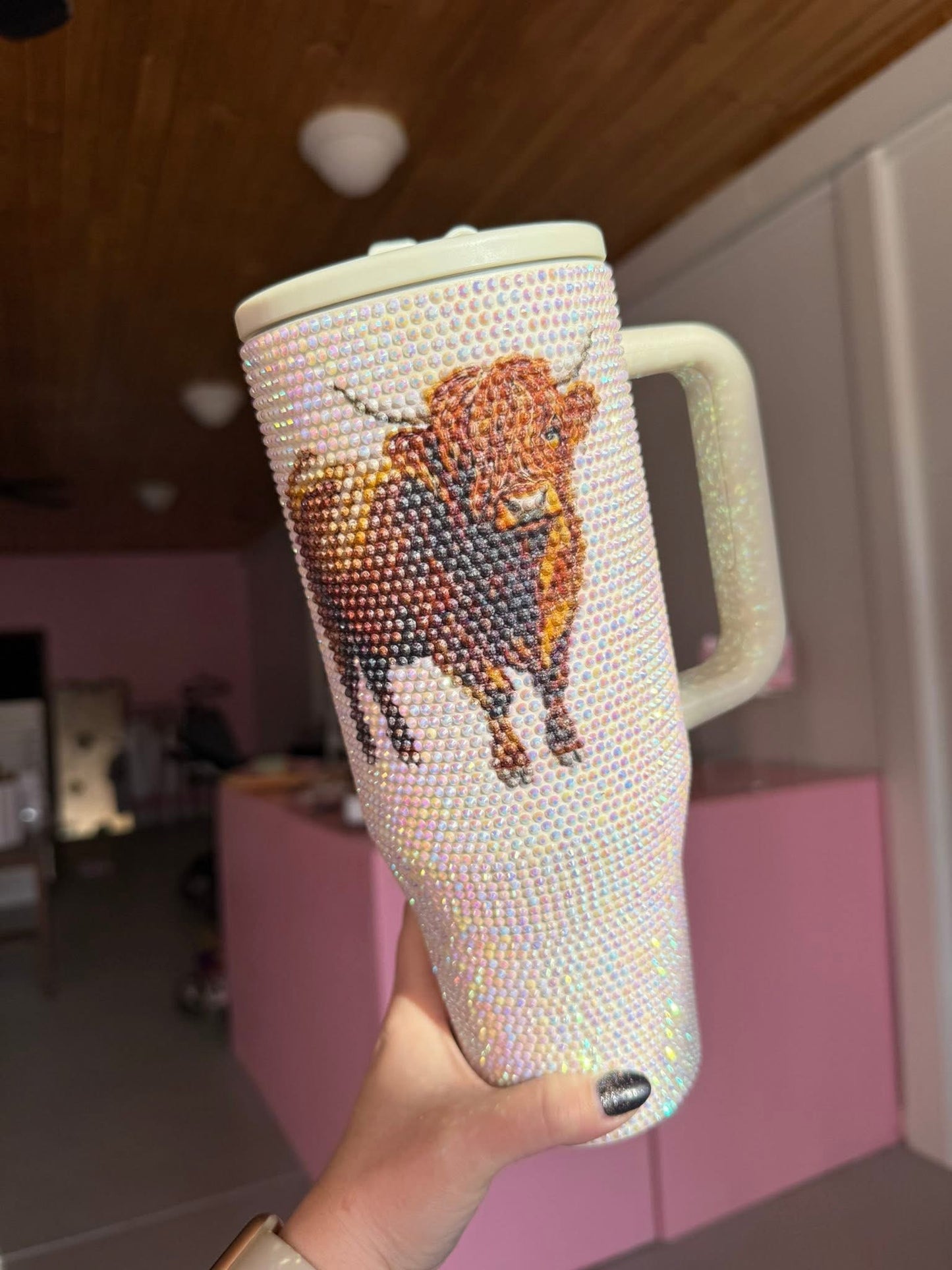 Rhinestone 40oz Tumbler - Highland Cow