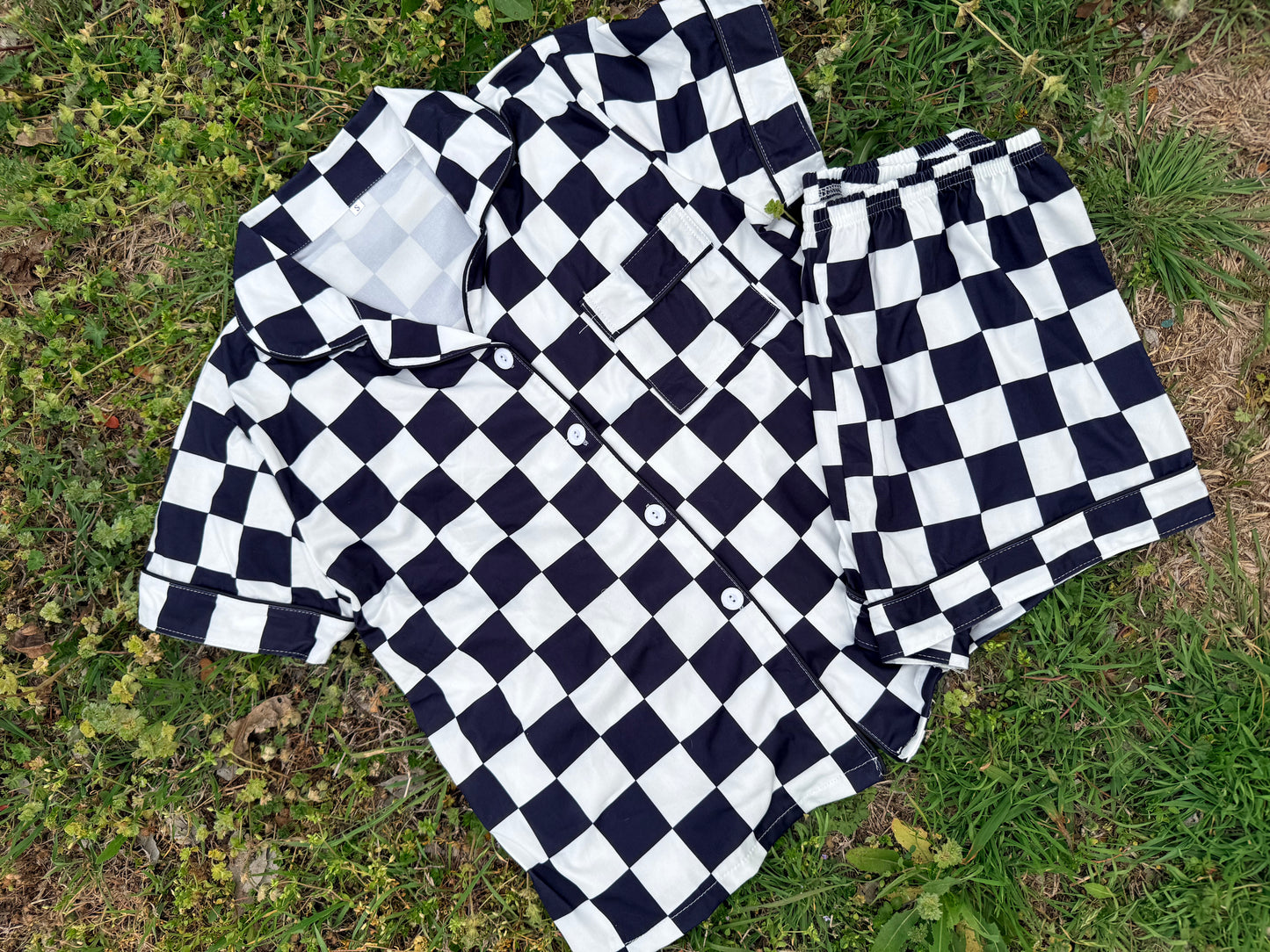 Black & White Checkered PJ Set