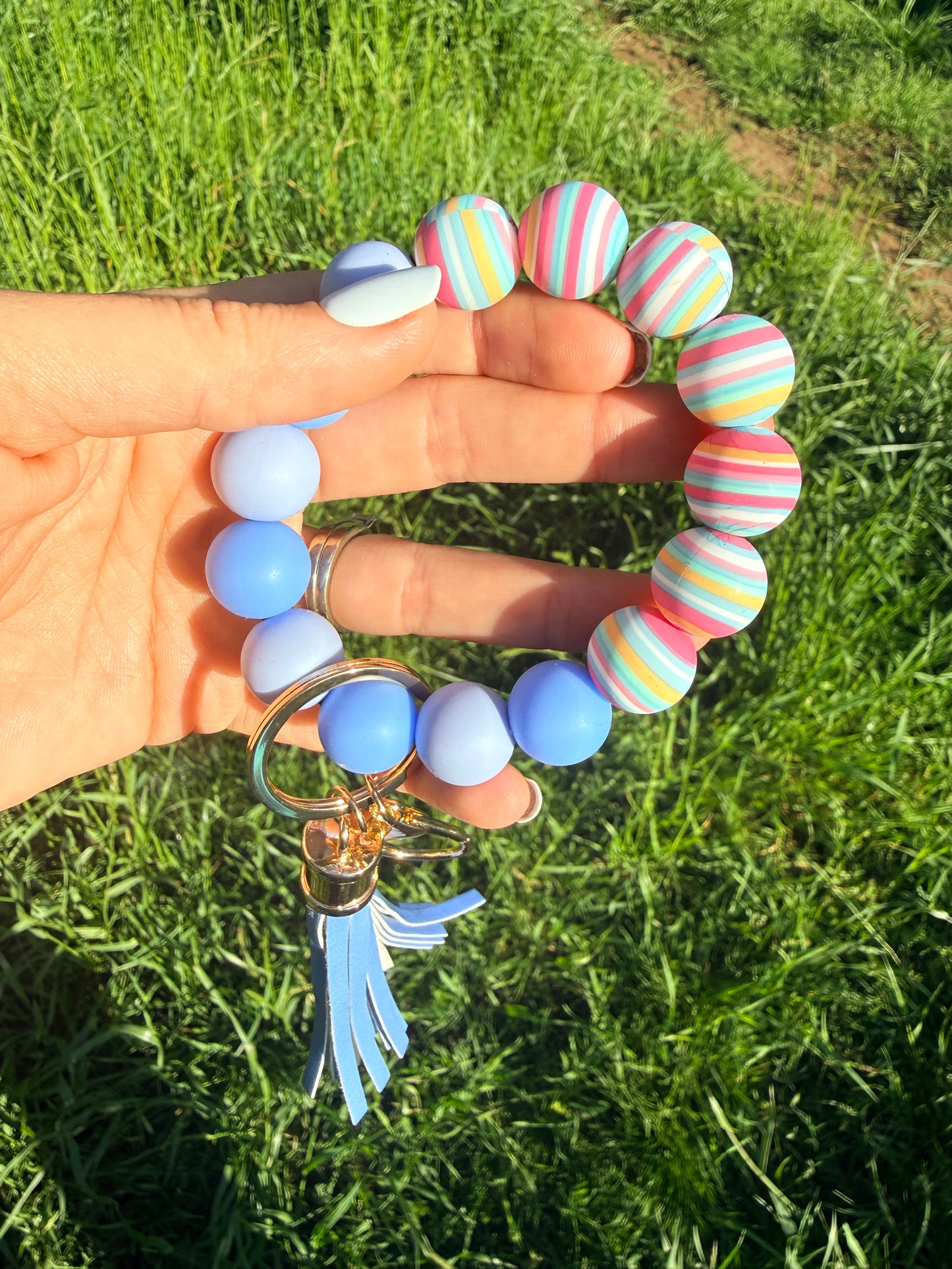 Blue with Stripes Keychain
