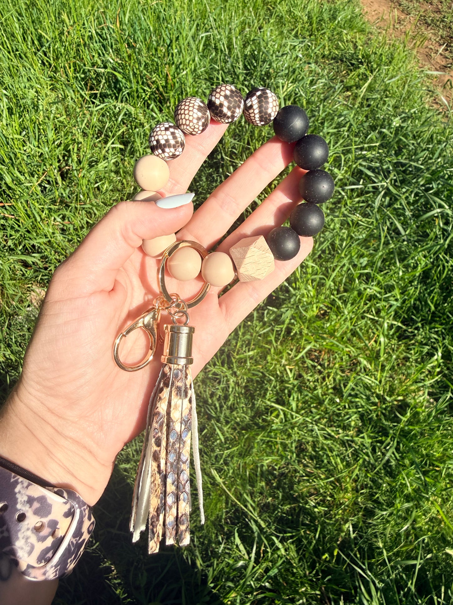 Black/Tan Snake Skin Keychain