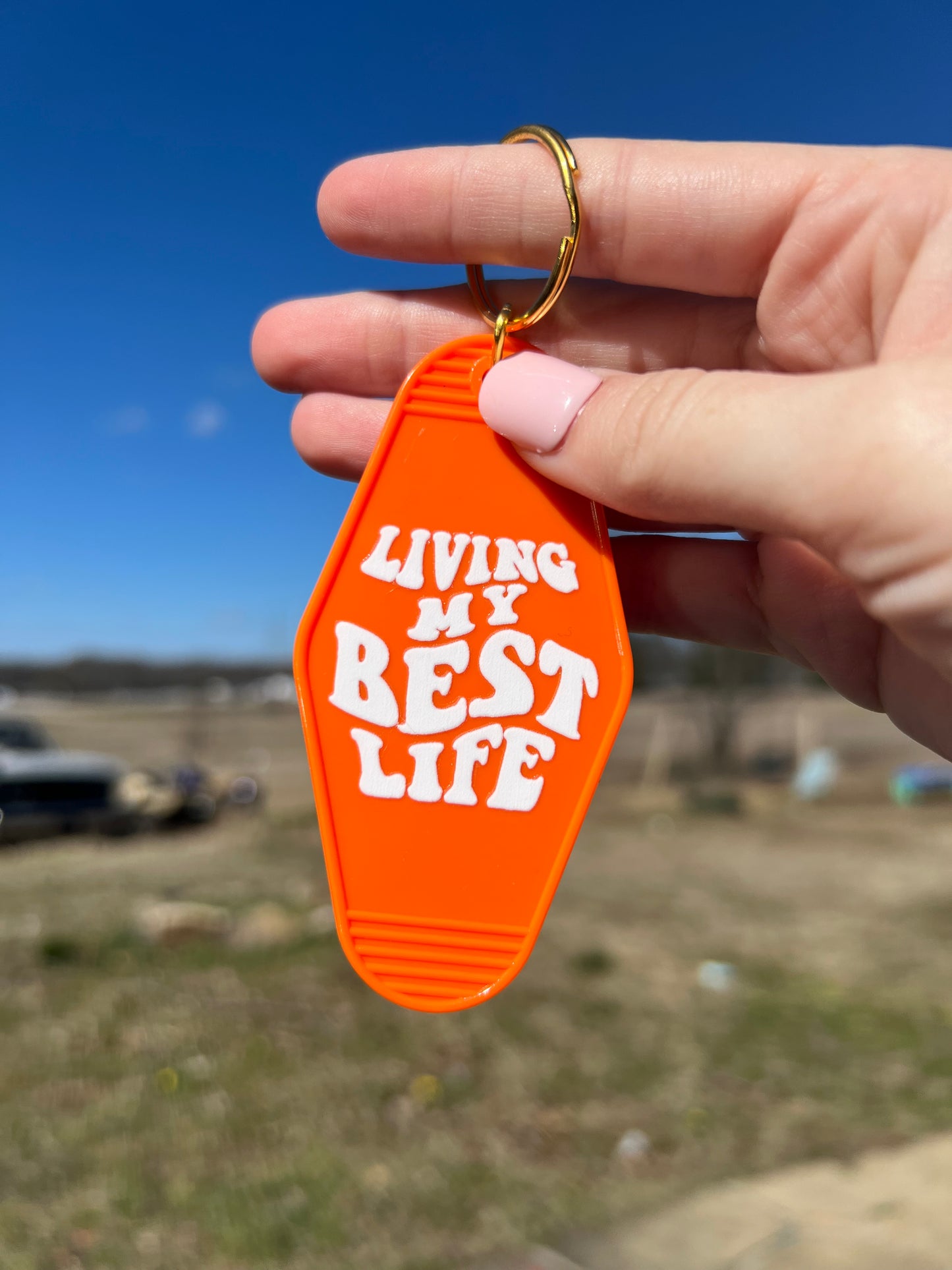 Living my Best Life Motel Keychain