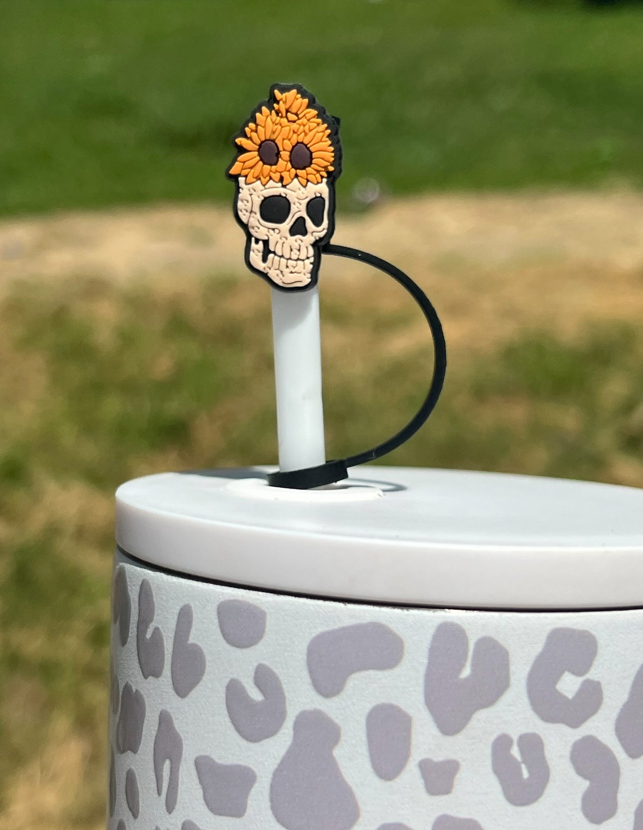 Straw Topper - Skellie with Sunflowers