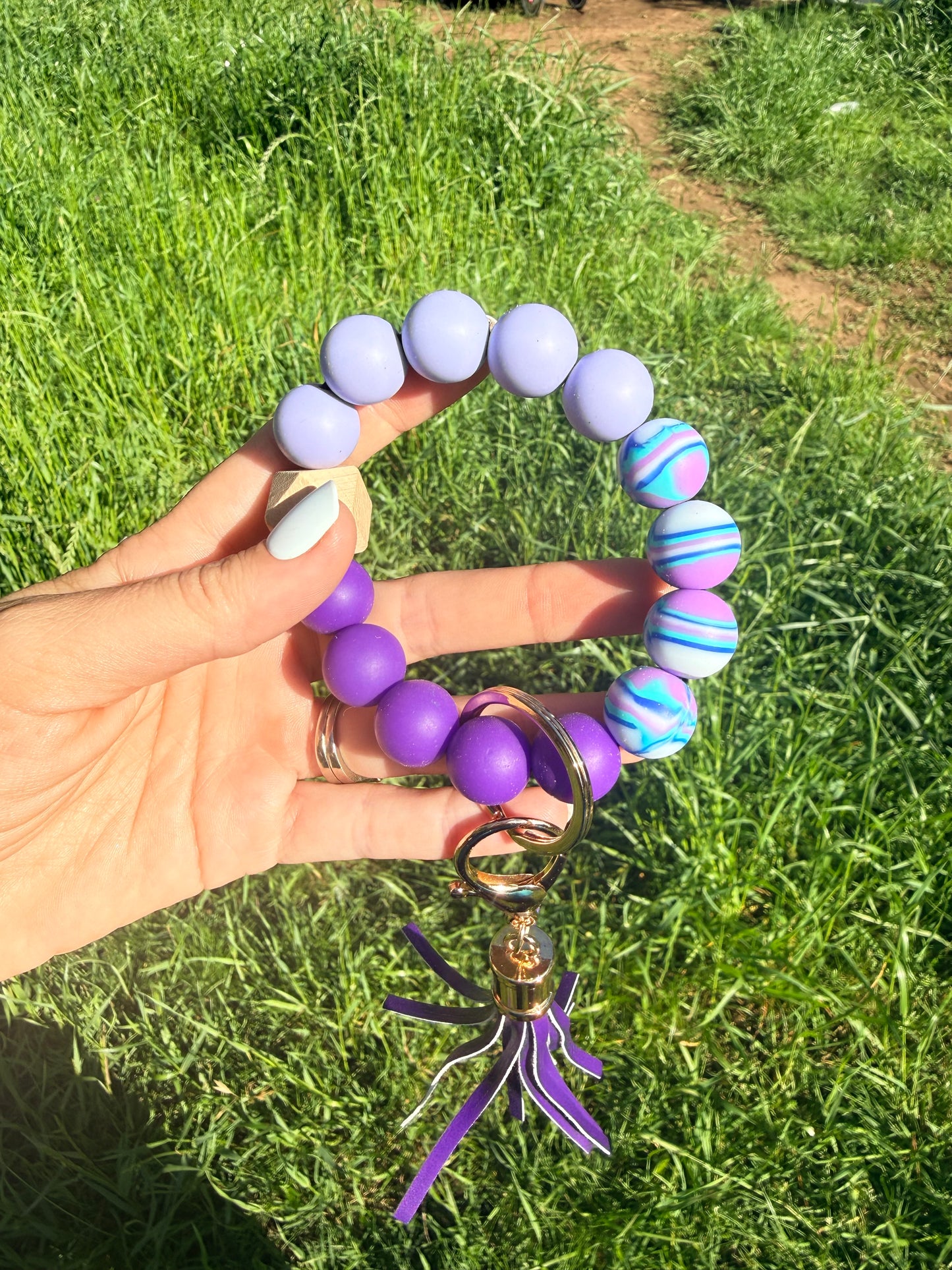 Dark Purple and Light Purple Swirls Keychain