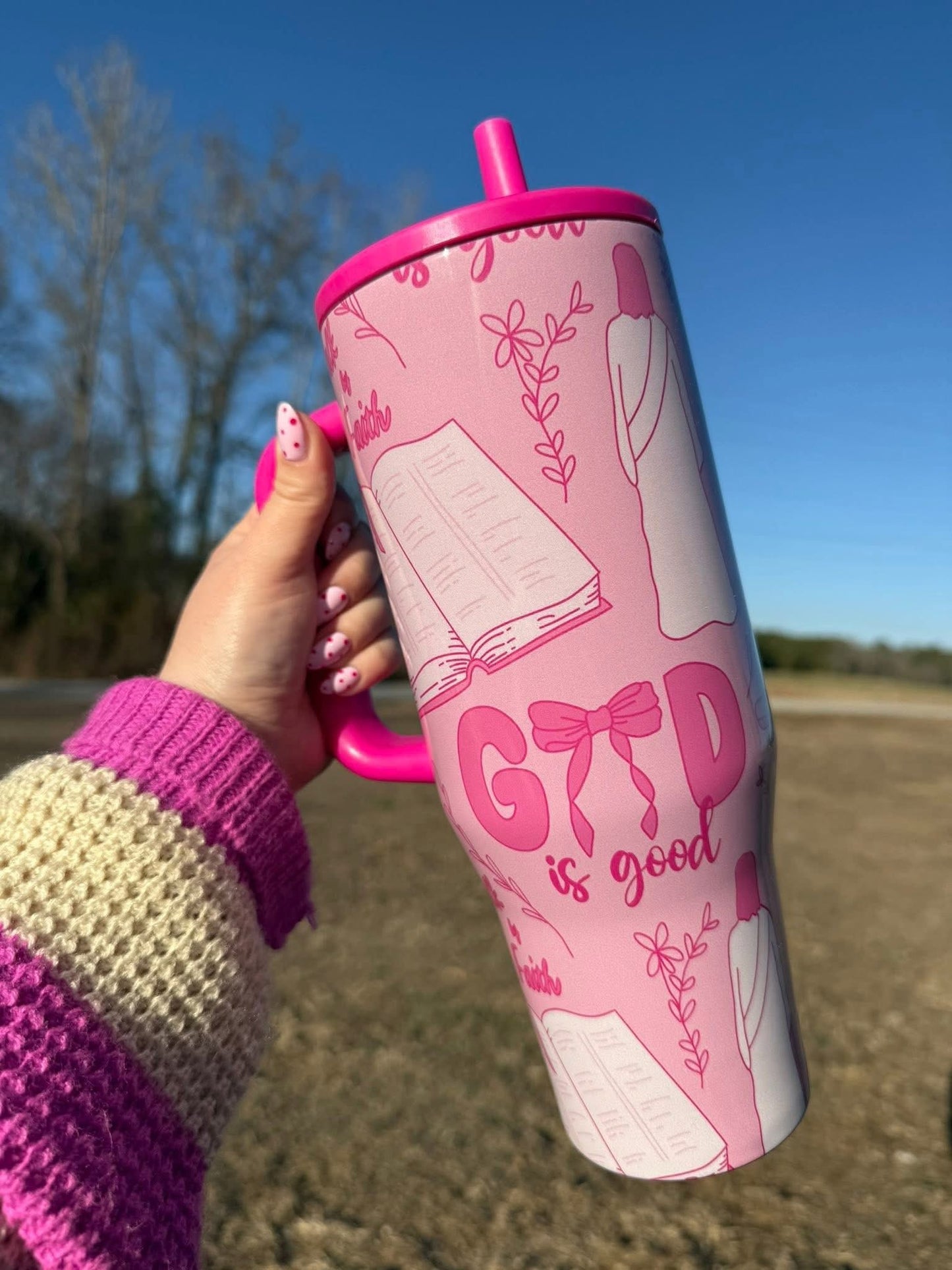 God Is Good 40oz Tumbler - Pink