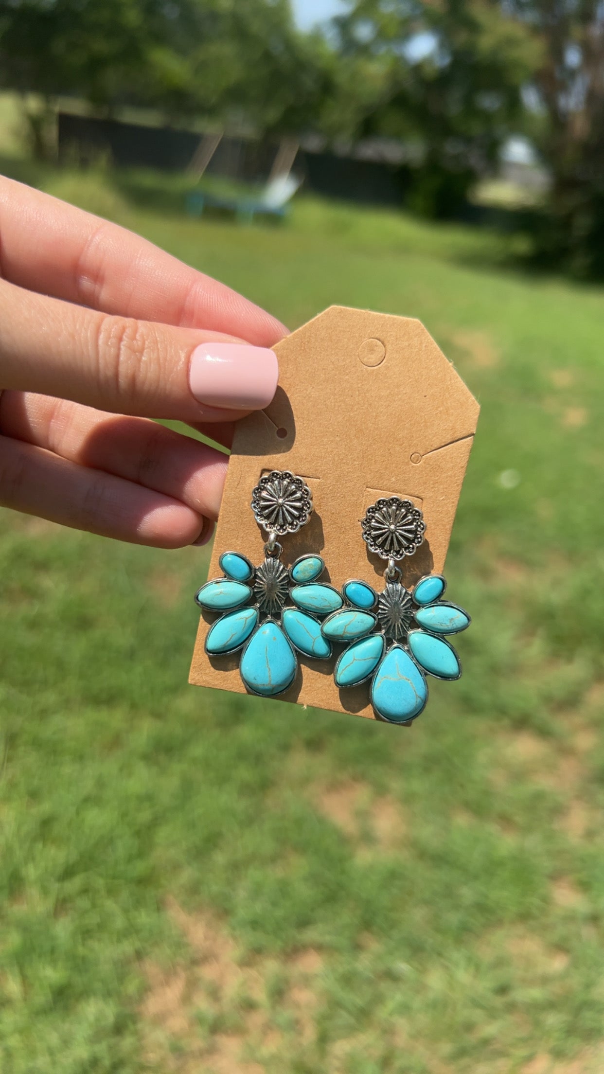 Turquoise Stone Squash Earrings