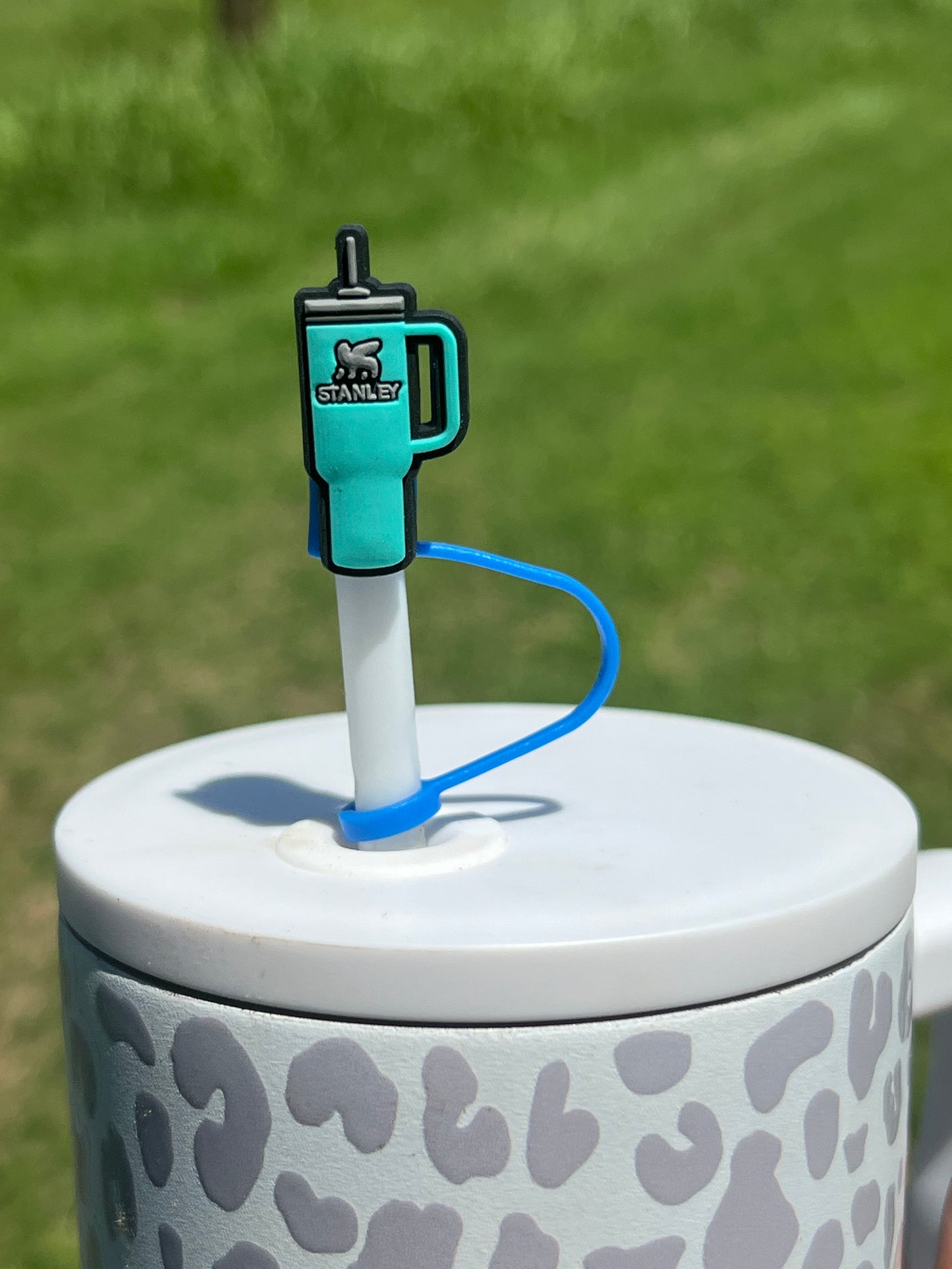 Straw Topper - Blue with Gray Logo