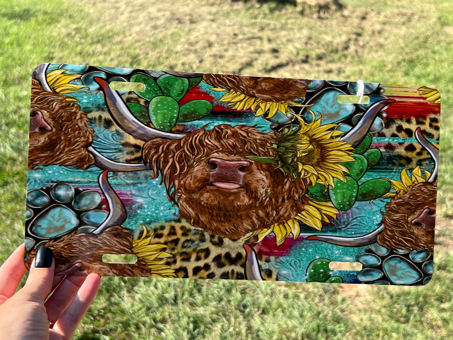 Longhorn Sunflower License Plate