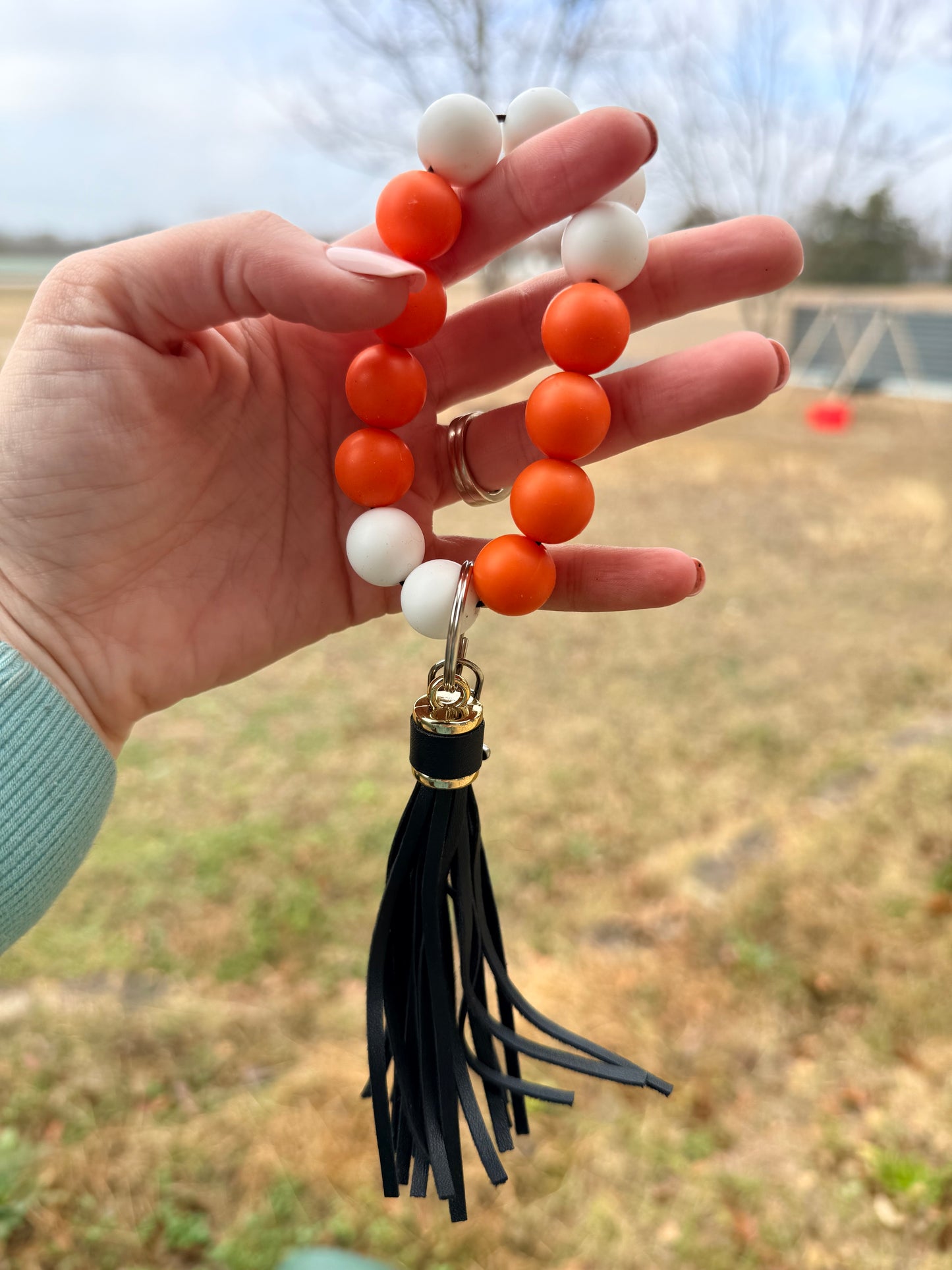 Orange and White Keychain