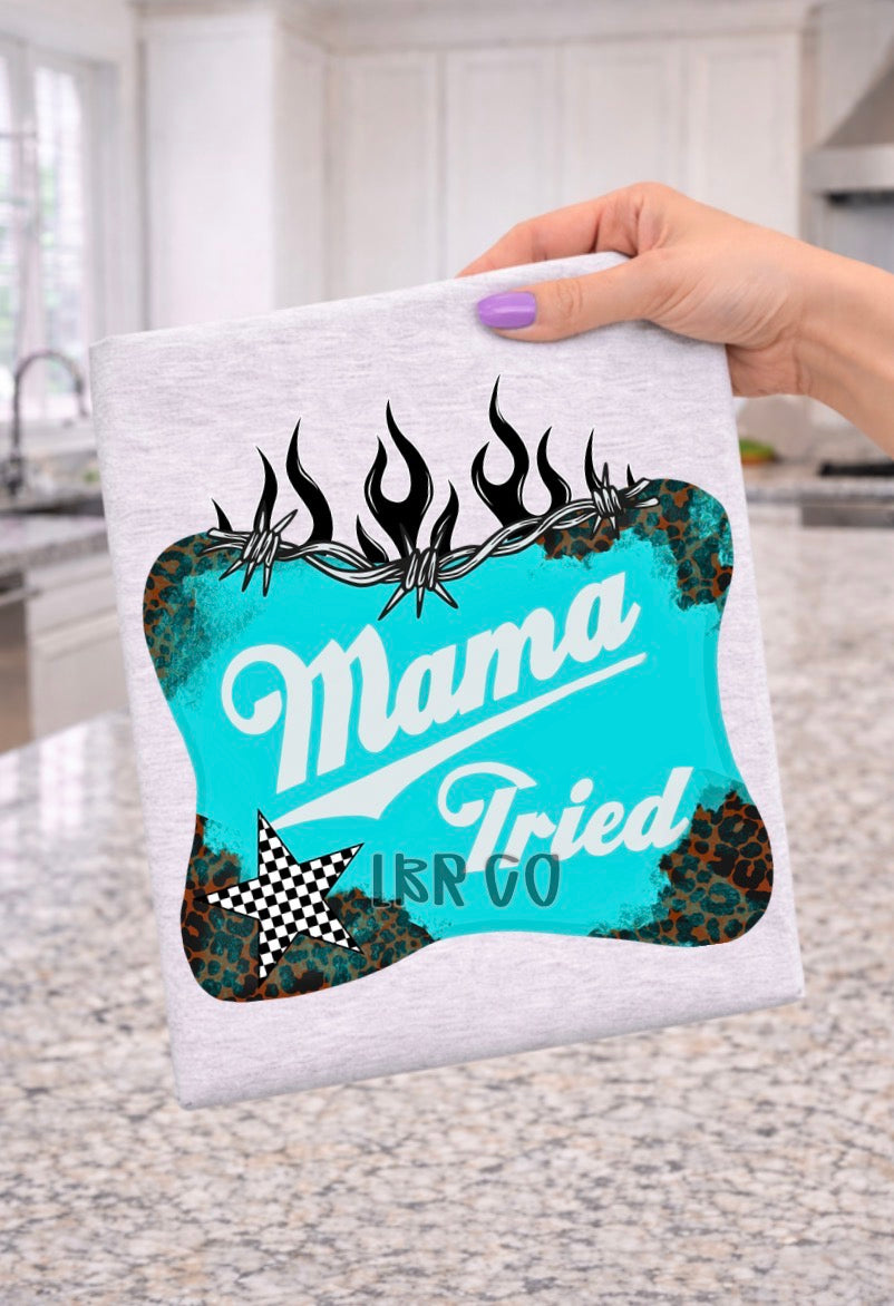 Mama Tried Tee - ash with teal