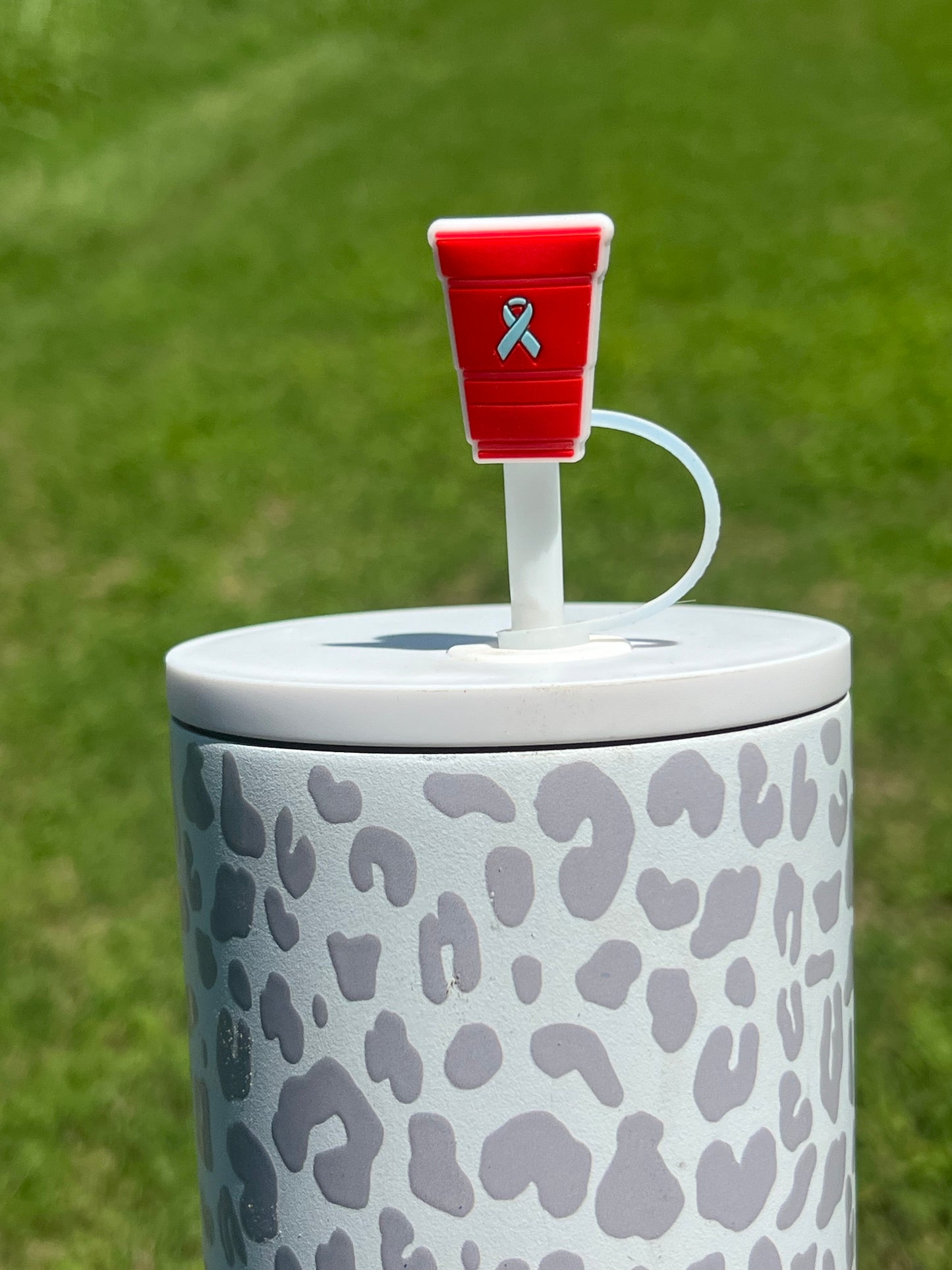 Straw Topper - Red Solo Cup • Stomach Cancer Awareness Ribbon
