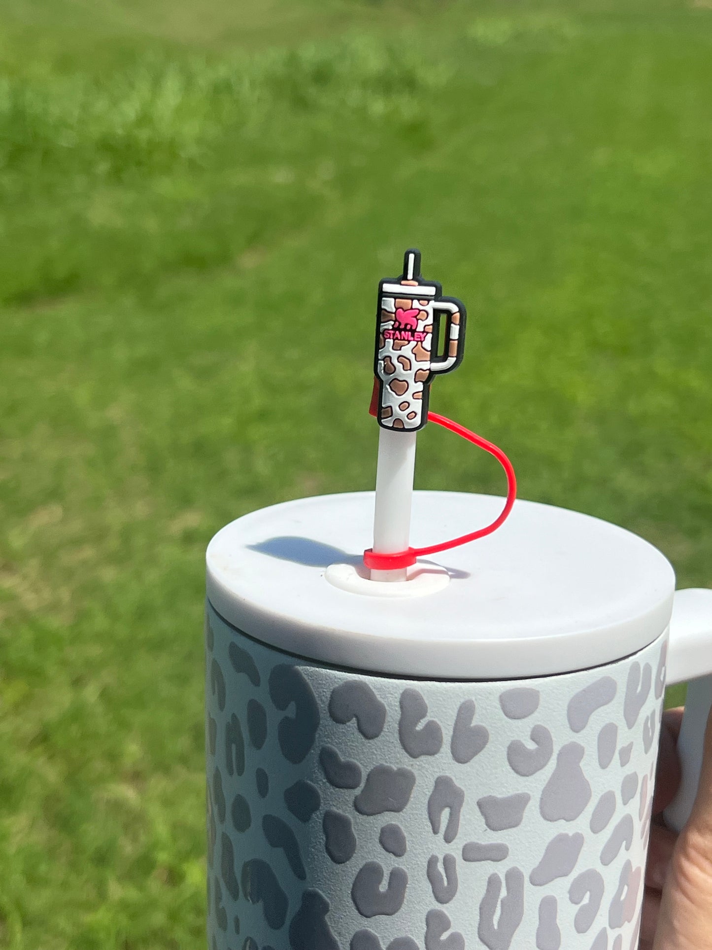 Straw Topper - Brown Cow with Pink Logo