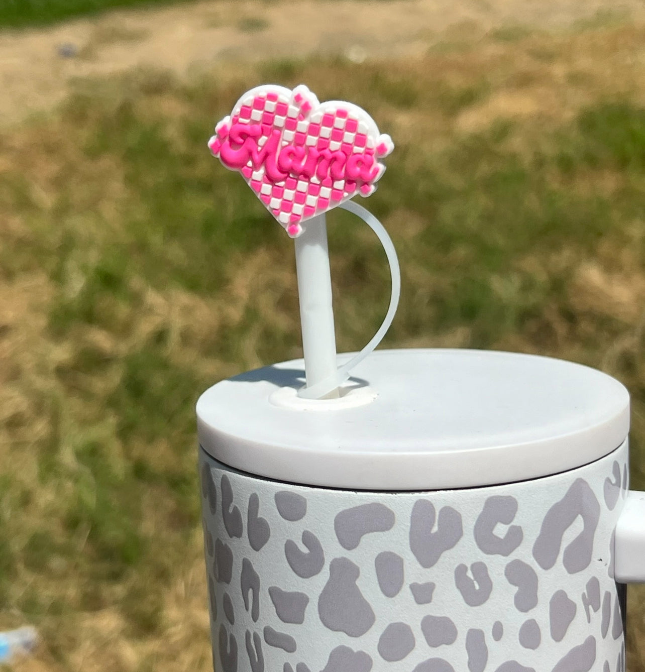 Straw Topper - Pink Mama Heart