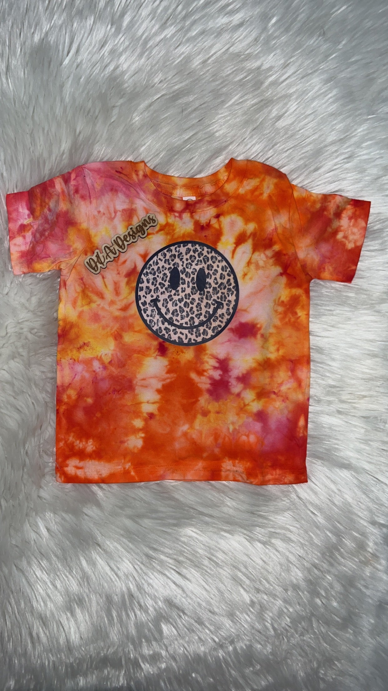 Orange Tie Dye Leopard Tee