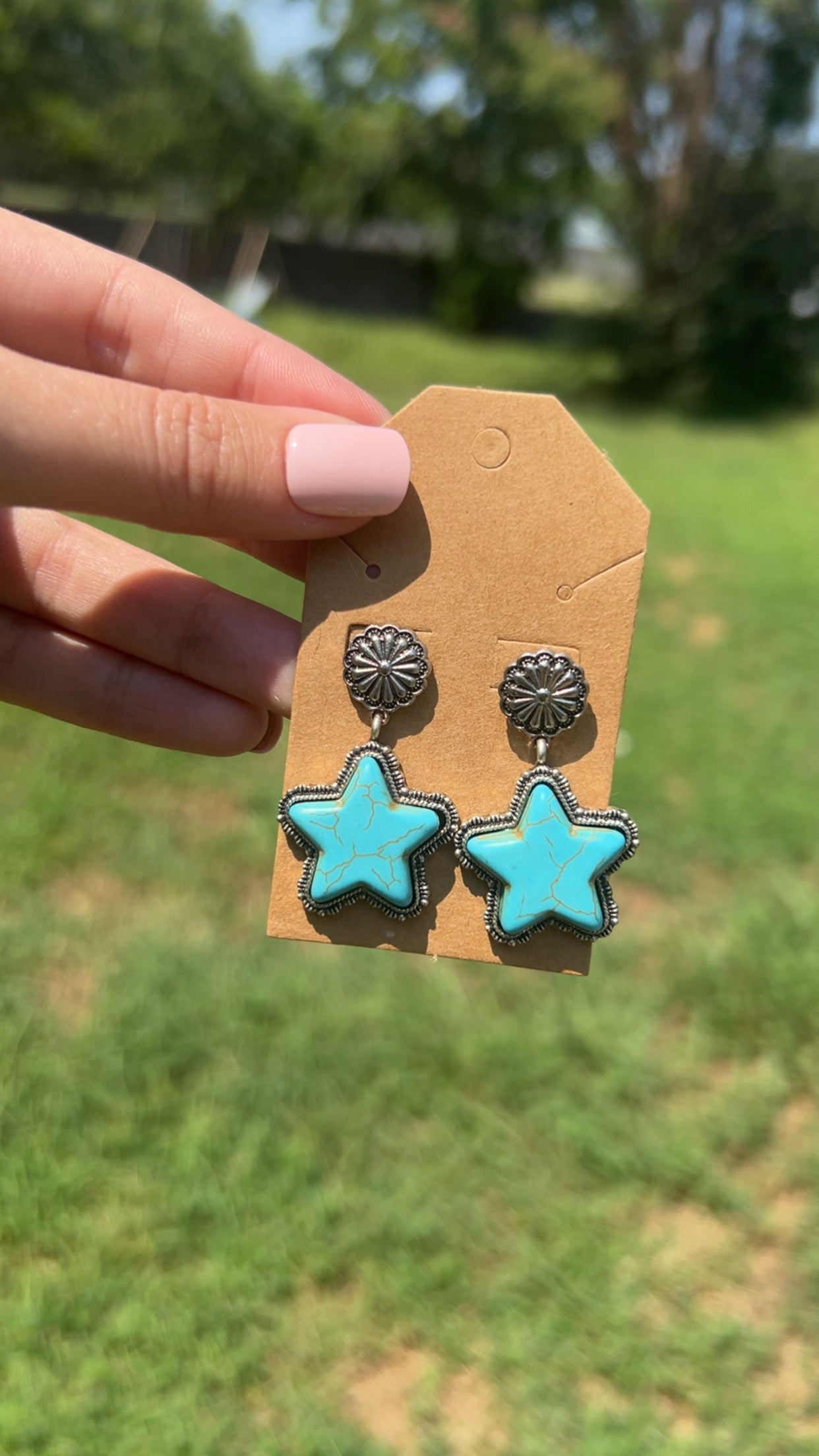 Turquoise Stone Star Earrings