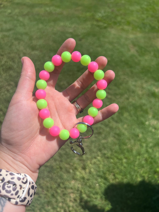 Hot Pink and Lime Green Keychain