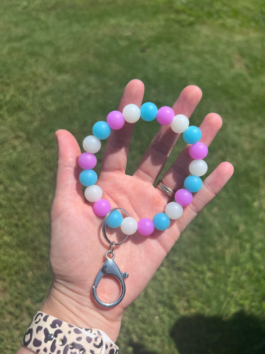 Light Blue, Purple, and Pearl Keychain