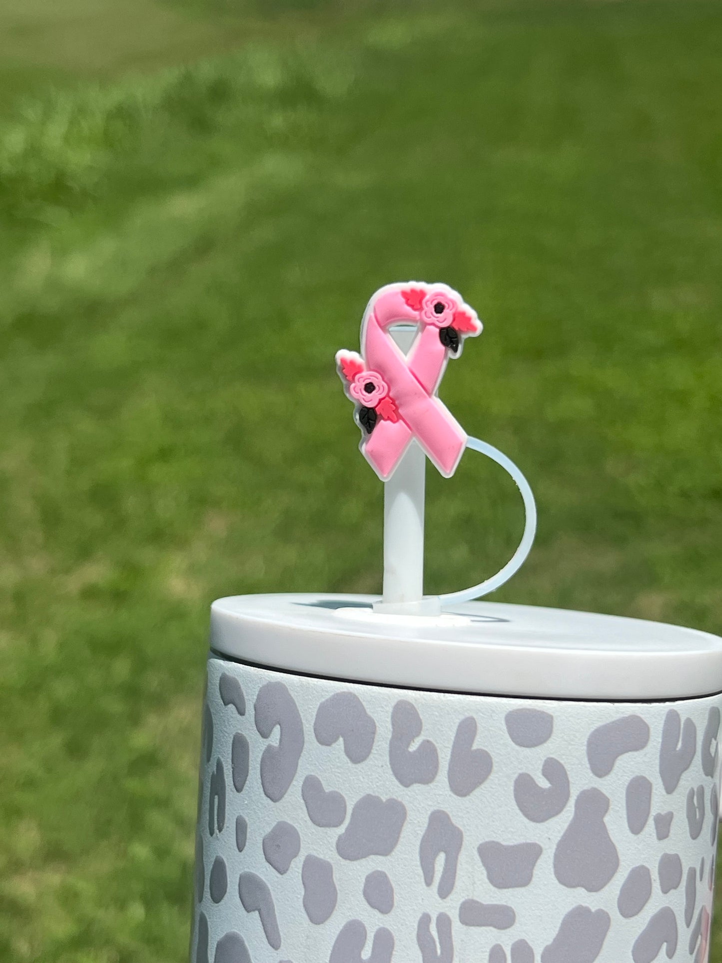 Straw Topper - Breast Cancer Awareness Ribbon