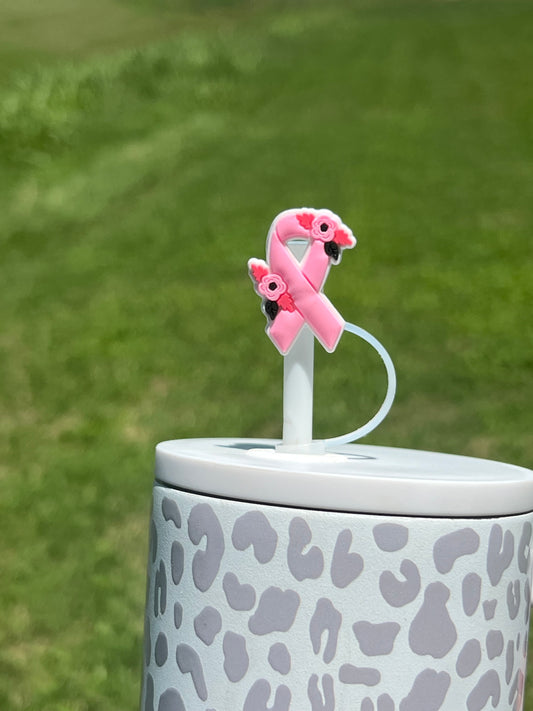 Straw Topper - Breast Cancer Awareness Ribbon