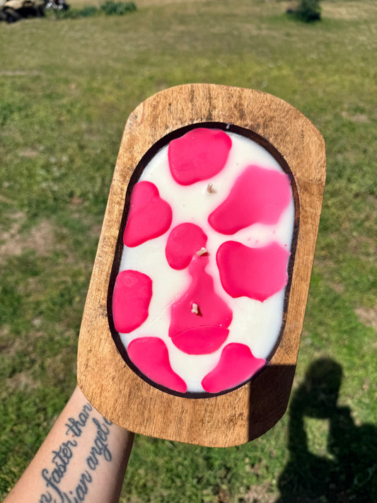 Cow Print Dough Bowl Candle - Cowboy Kisses