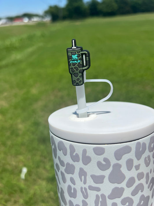 Straw Topper - Green with Blue Logo