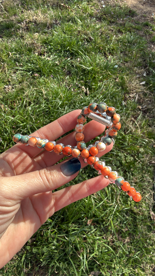 Multi Orange Metal Claw Clip