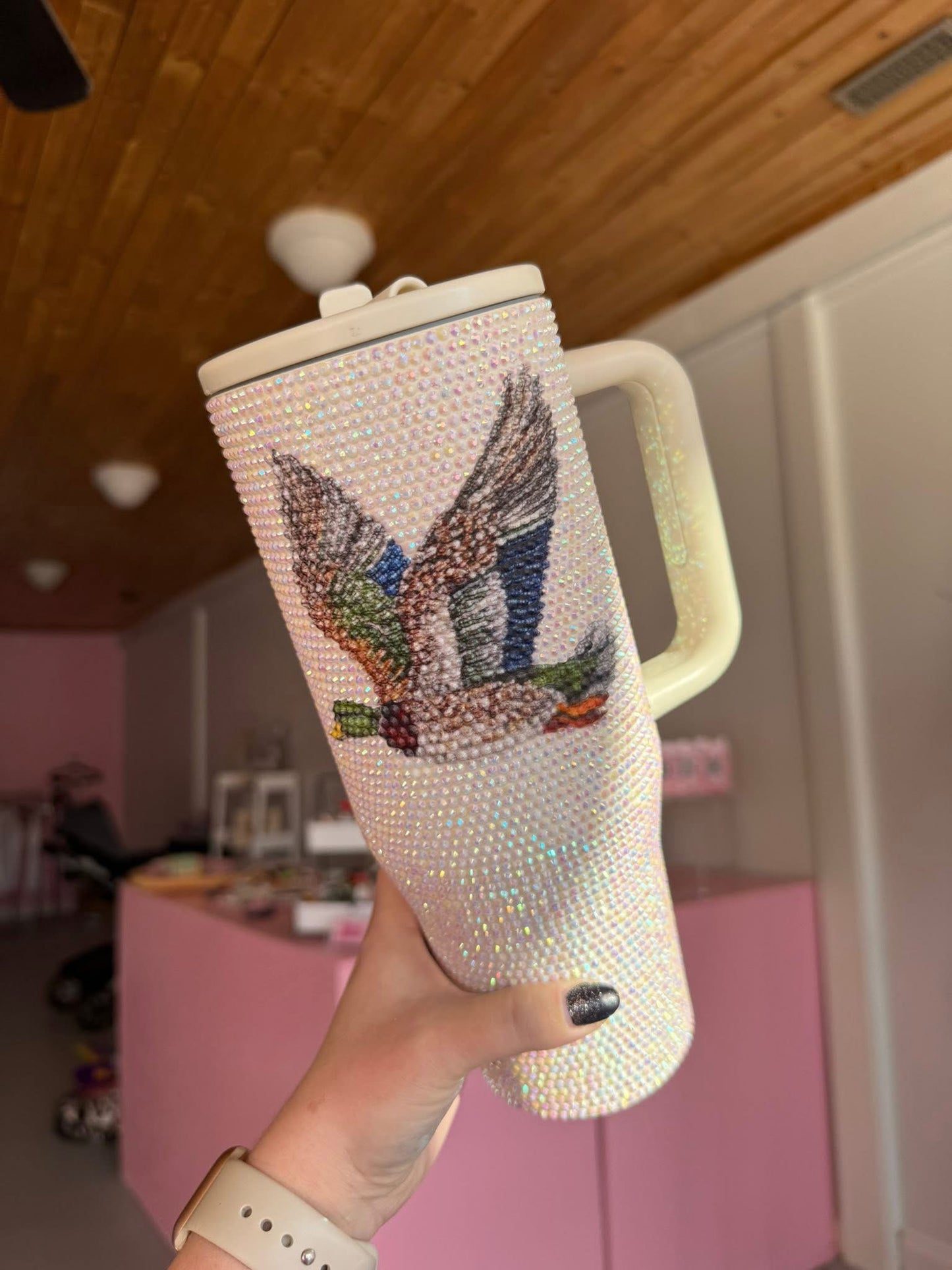 Rhinestone 40oz Tumbler - Mallard