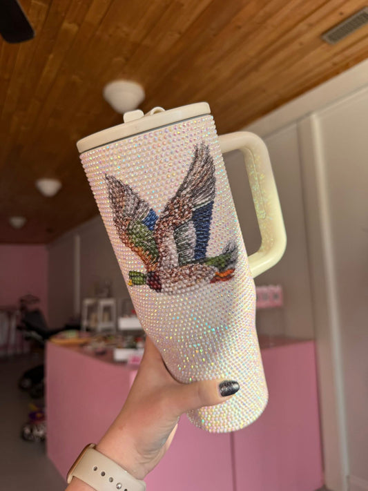 Rhinestone 40oz Tumbler - Mallard