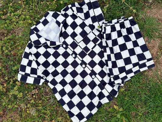 Black & White Checkered PJ Set