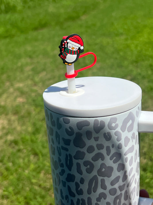 Straw Topper - Christmas Penguin
