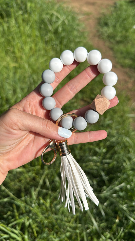 Grey and White Keychain