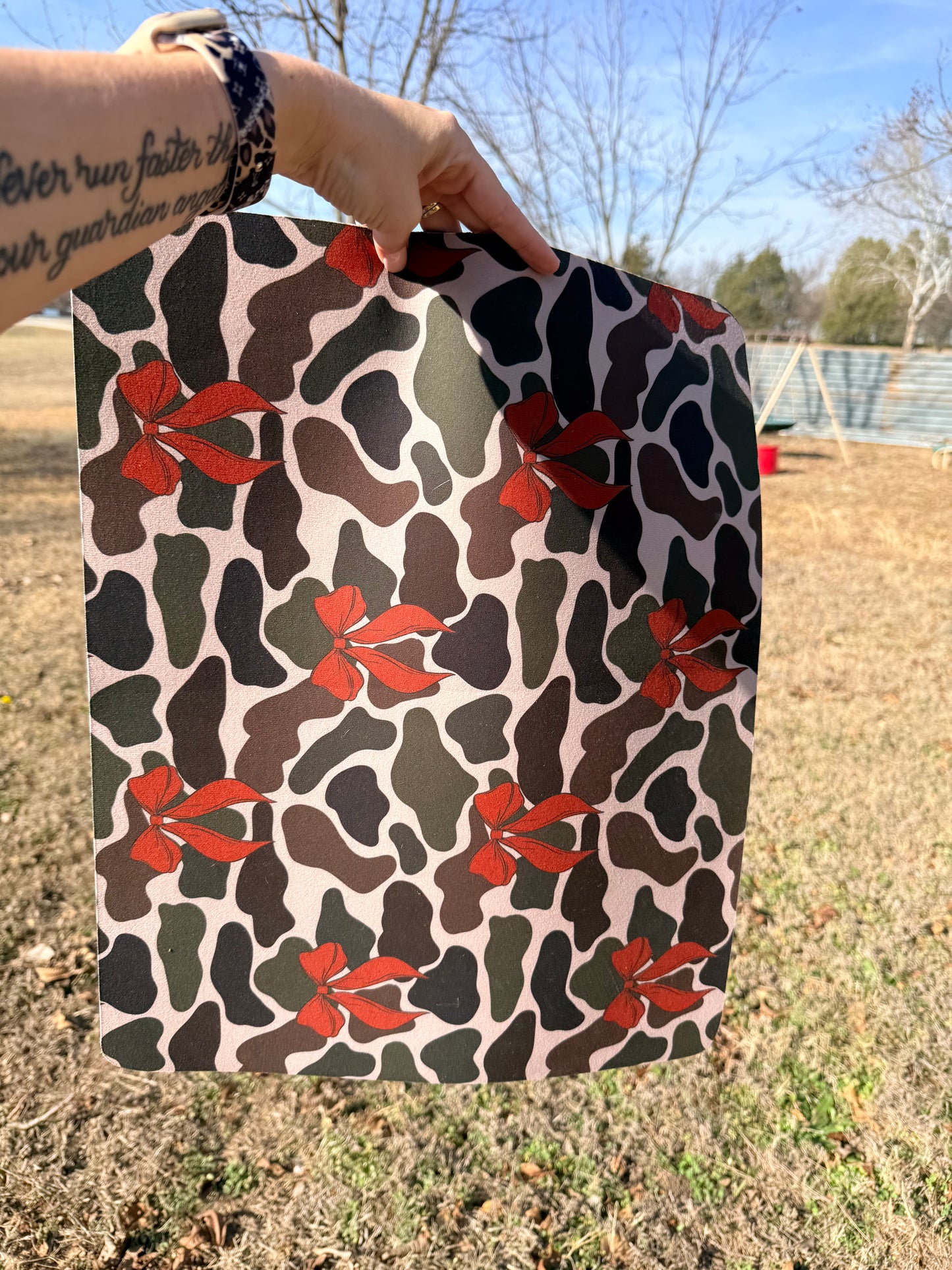 Dish Mat - Camo with Bows