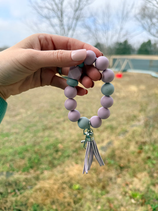 Lavender and Gray Keychain