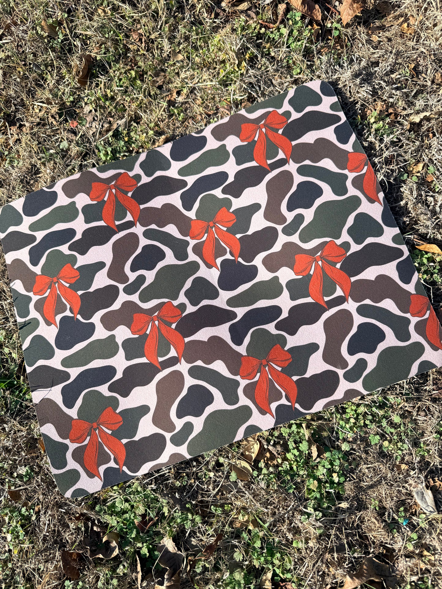Dish Mat - Camo with Bows