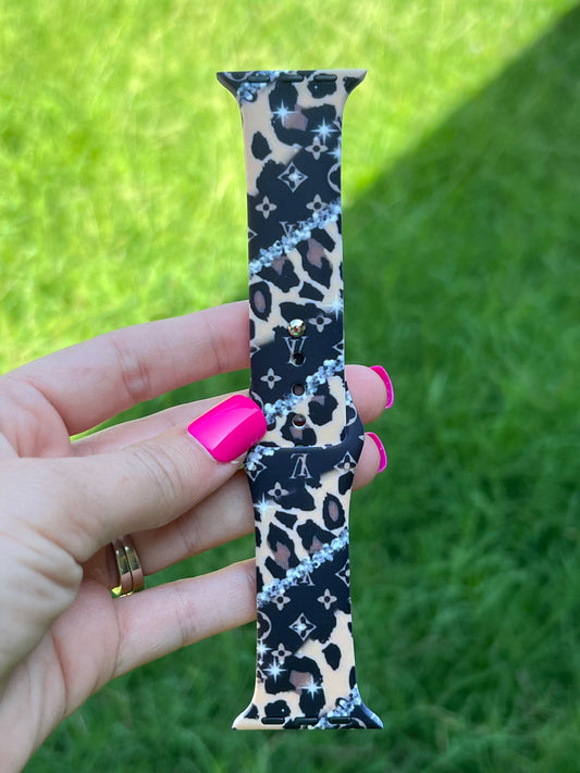 Black with Leopard Watch Band