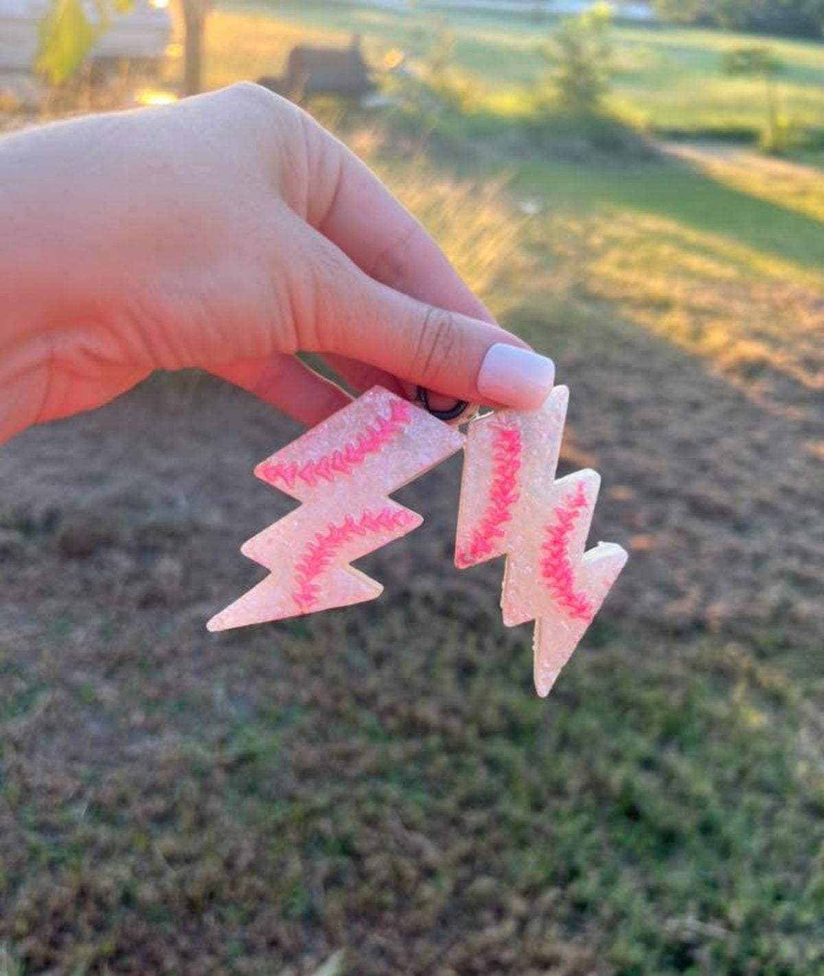 Pink Baseball Lightening Bolt Vent Clips Freshie