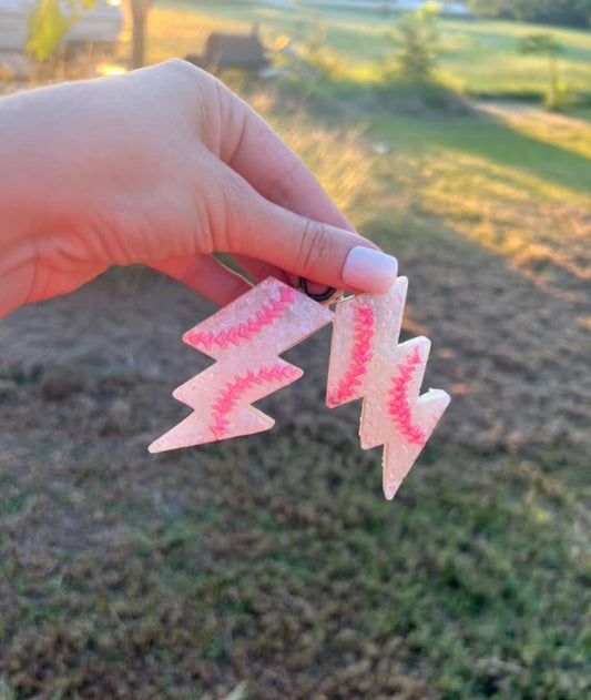 Pink Baseball Lightening Bolt Vent Clips Freshie