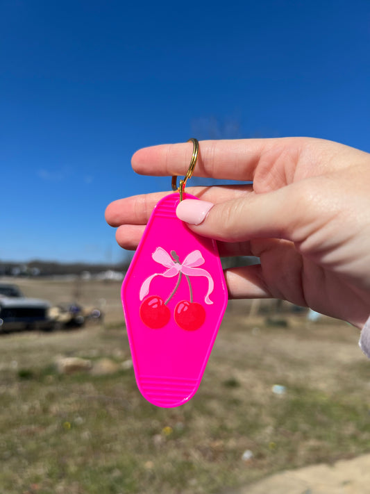Cherry with a Bow Motel Keychain