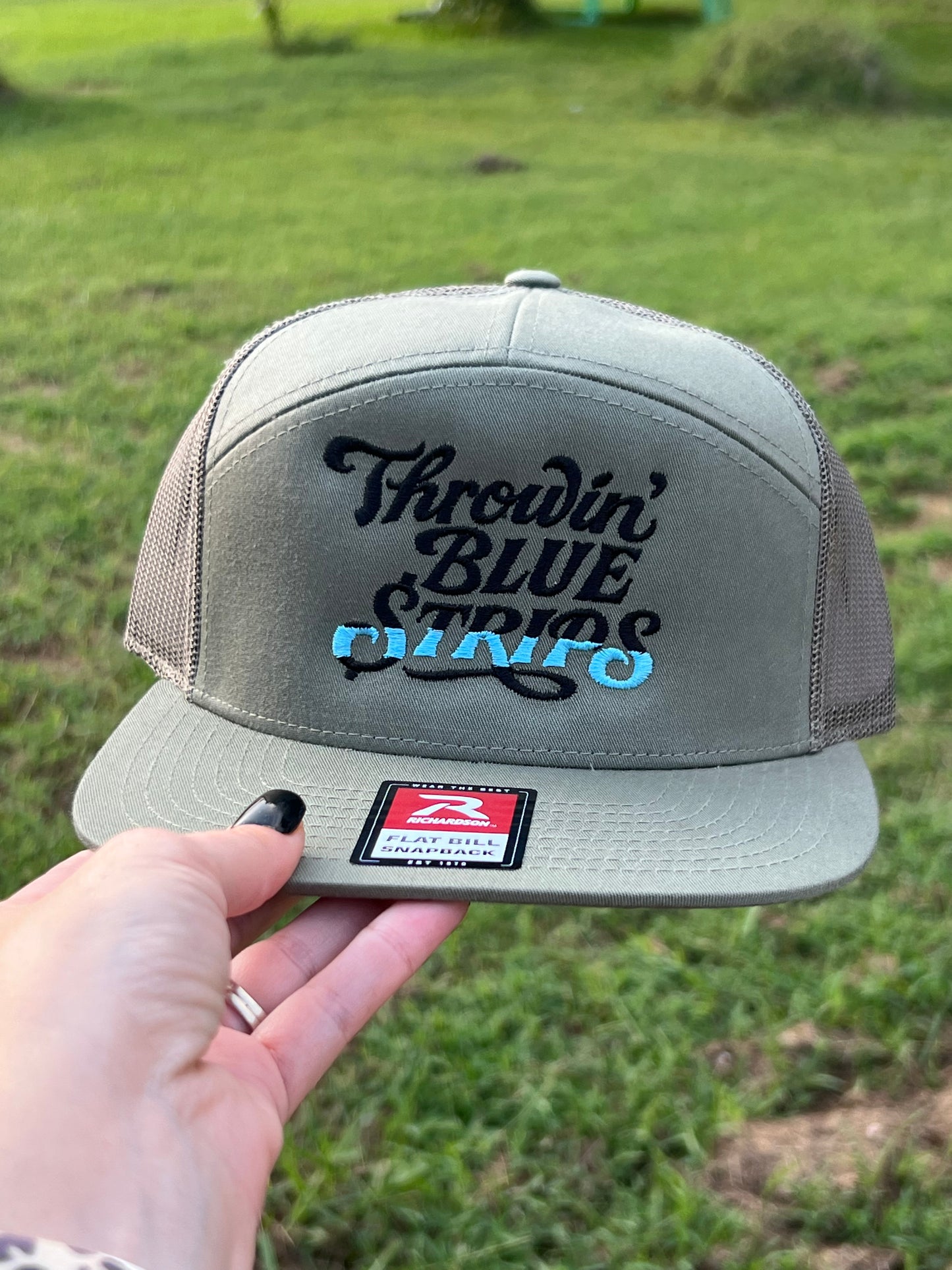 Throwin’ Blue Strips (green) Embroidered Hat