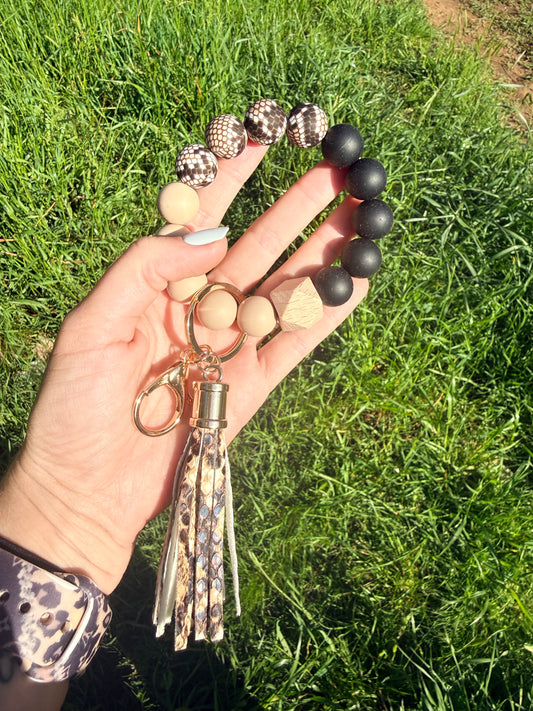 Black/Tan Snake Skin Keychain