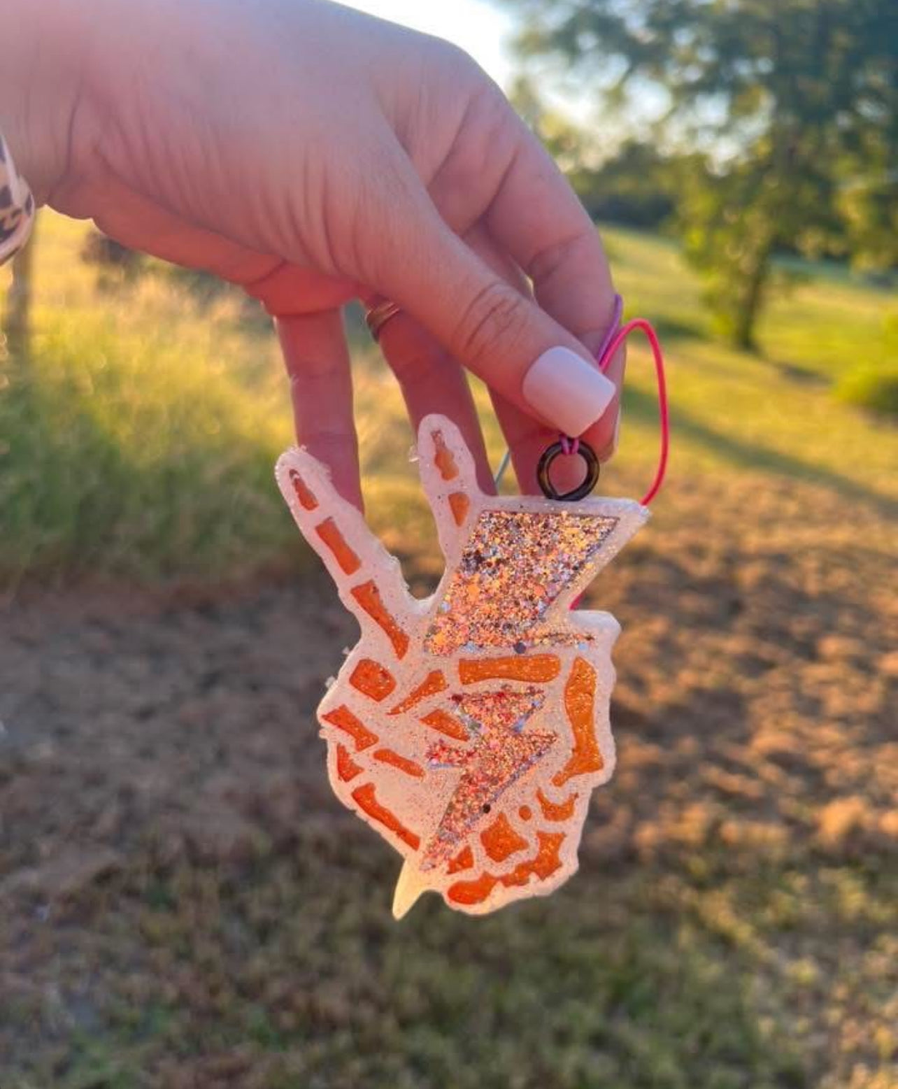 Orange Lightening Bolt Skellie Freshie