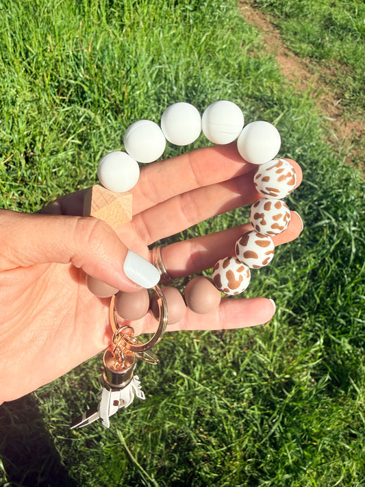 Brown/White Cow Keychain