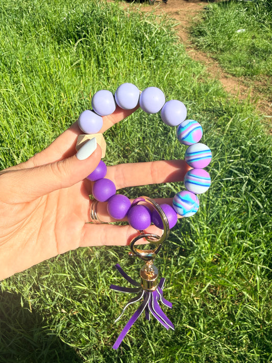 Dark Purple and Light Purple Swirls Keychain