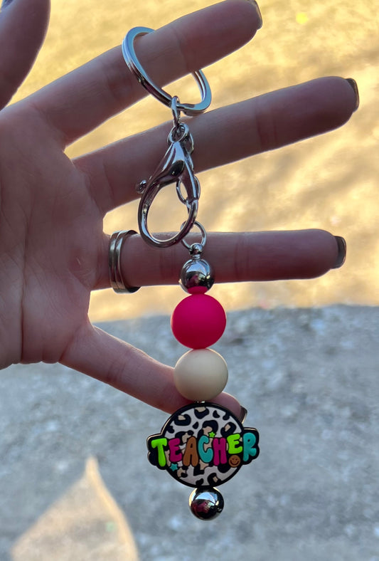 Beaded Keychains - Teacher Leopard