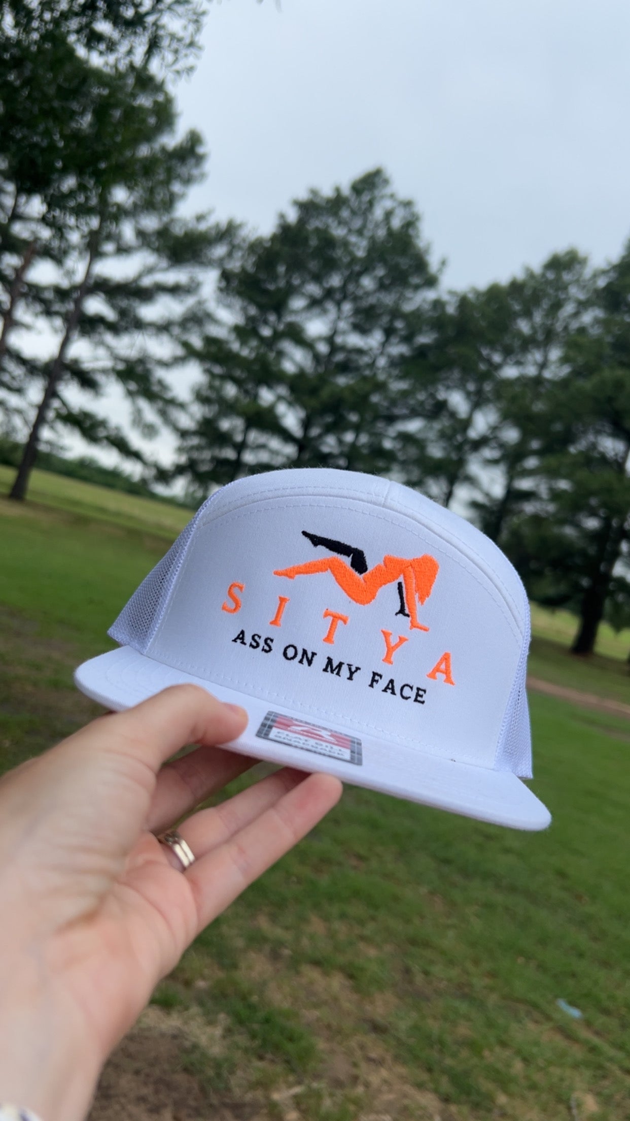 White & Orange SITYA Embroidered Hat