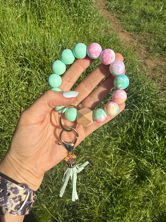 Mint and Tie Dye with Stars Keychain (Copy)