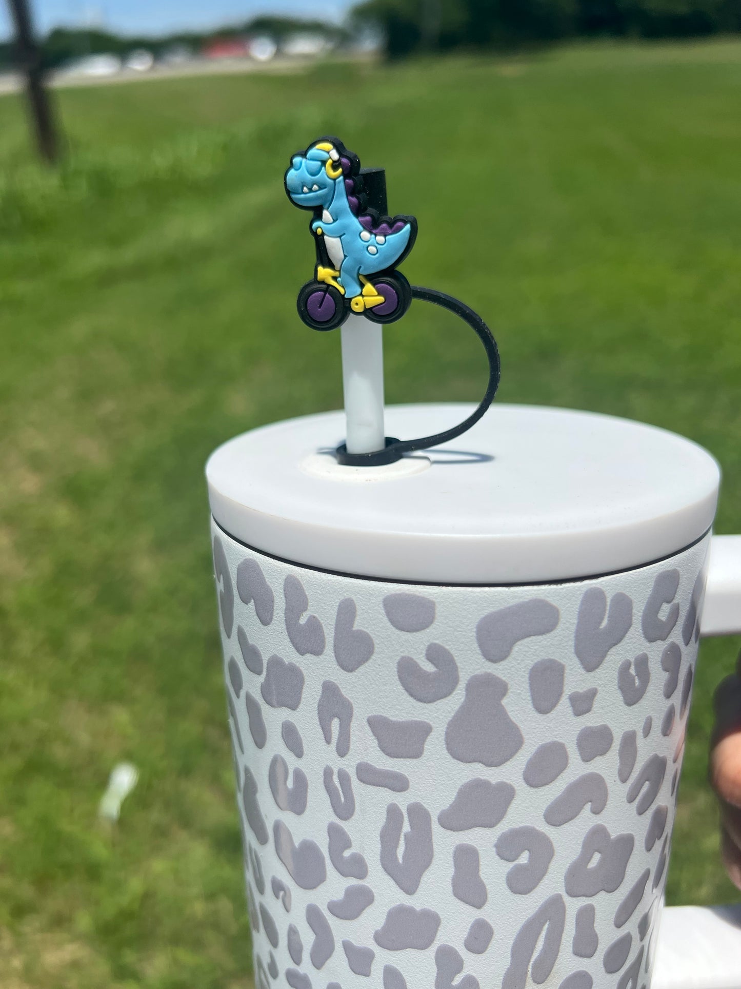 Straw Topper - Blue Dino