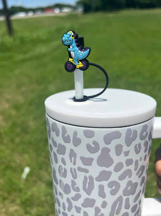 Straw Topper - Blue Dino